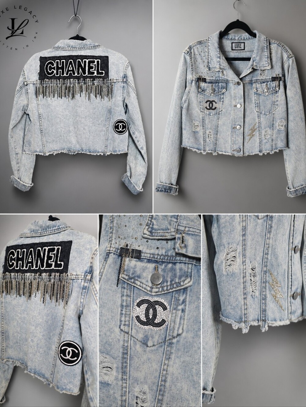 Hand Crafted Light Blue Cropped Denim Jacket